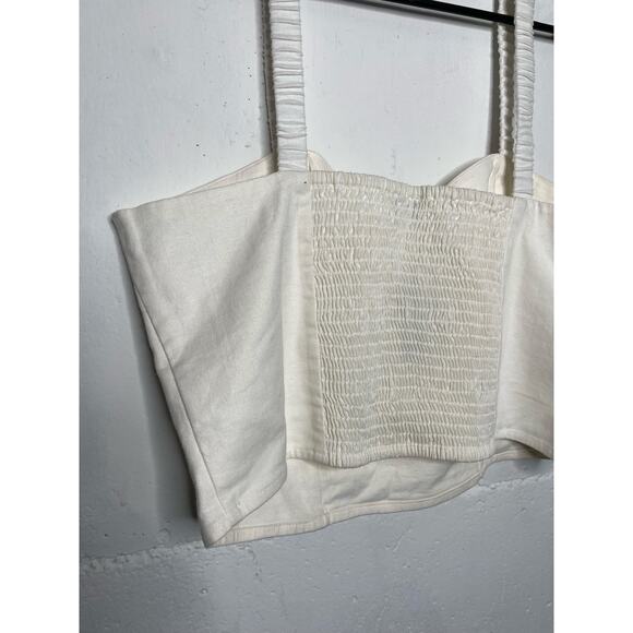 NEW Express Womens Linen Blend Crop Top Tank Cream Size Large - Picture 7 of 7